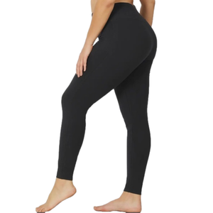 2X Black W/O Pockets Plus Size Premium Wide Waistband Leggings